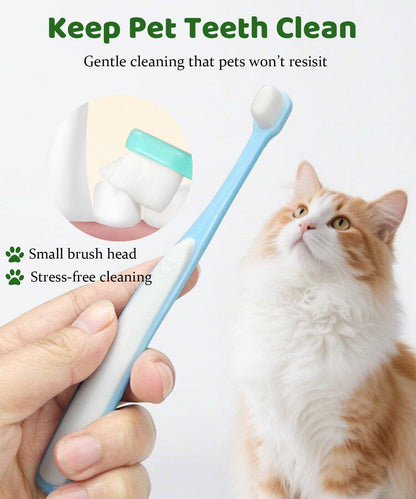 10 Pieces Pet Toothbrush Set for Medium Large Dogs, Extra Long Double-Ended Dog Toothbrush with 360° Brush, Soft Bristle Dental Care Kit with Finger Brushes, Pet Teeth Cleaning Supplies (Multicolor)