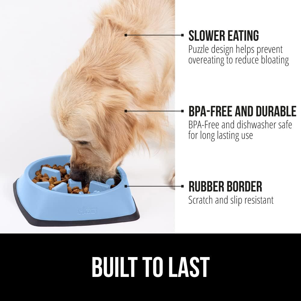 GORILLA GRIP® Patented BPA Free Slow Feeder Dog Bowls, Interactive Puzzle Toy for Dogs and Cats Food Training Enrichment, Keeps Pets Busy and Prevents Puppy Overeating, Small Breeds, 1 Cup, Gray