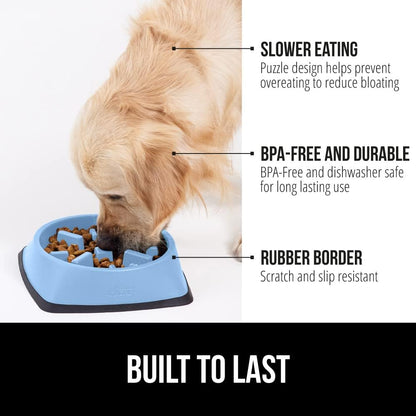 GORILLA GRIP® Patented BPA Free Slow Feeder Dog Bowls, Interactive Puzzle Toy for Dogs and Cats Food Training Enrichment, Keeps Pets Busy and Prevents Puppy Overeating, Small Breeds, 1 Cup, Gray
