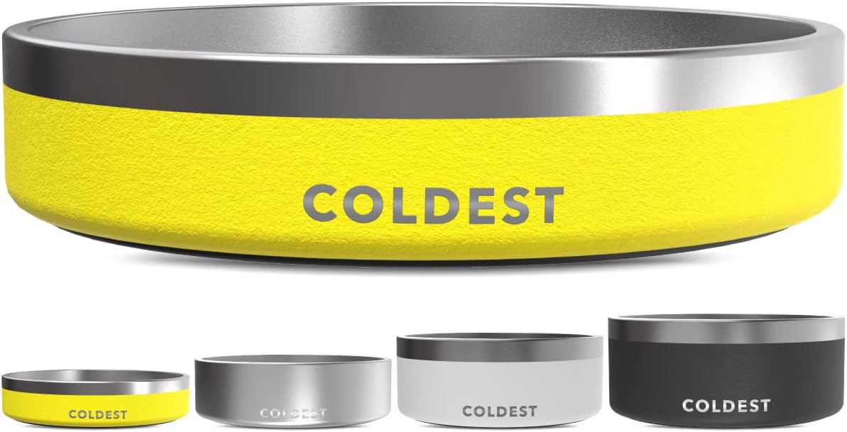 Coldest Dog Bowl - Anti Rust Metal, Non Slip, 3 Layers Insulated Stainless Steel Dog Bowls - Spill Proof & Heavy Duty - Water Bowl for Dogs, Cats & Pets, Dish Washer Safe (21 oz, Stealth Black)
