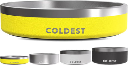 Coldest Dog Bowl - Anti Rust Metal, Non Slip, 3 Layers Insulated Stainless Steel Dog Bowls - Spill Proof & Heavy Duty - Water Bowl for Dogs, Cats & Pets, Dish Washer Safe (21 oz, Stealth Black)