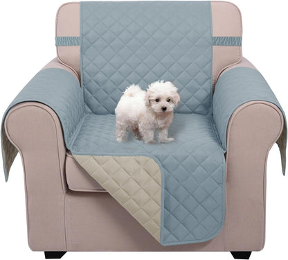 U-NICE HOME Reversible Sofa Cover Washable Couch Cover for Dogs Friendly with Elastic Straps Water Repellent Furniture Protector for 3 Cushion Couch (Sofa, Coffee/Beige) - Colors A