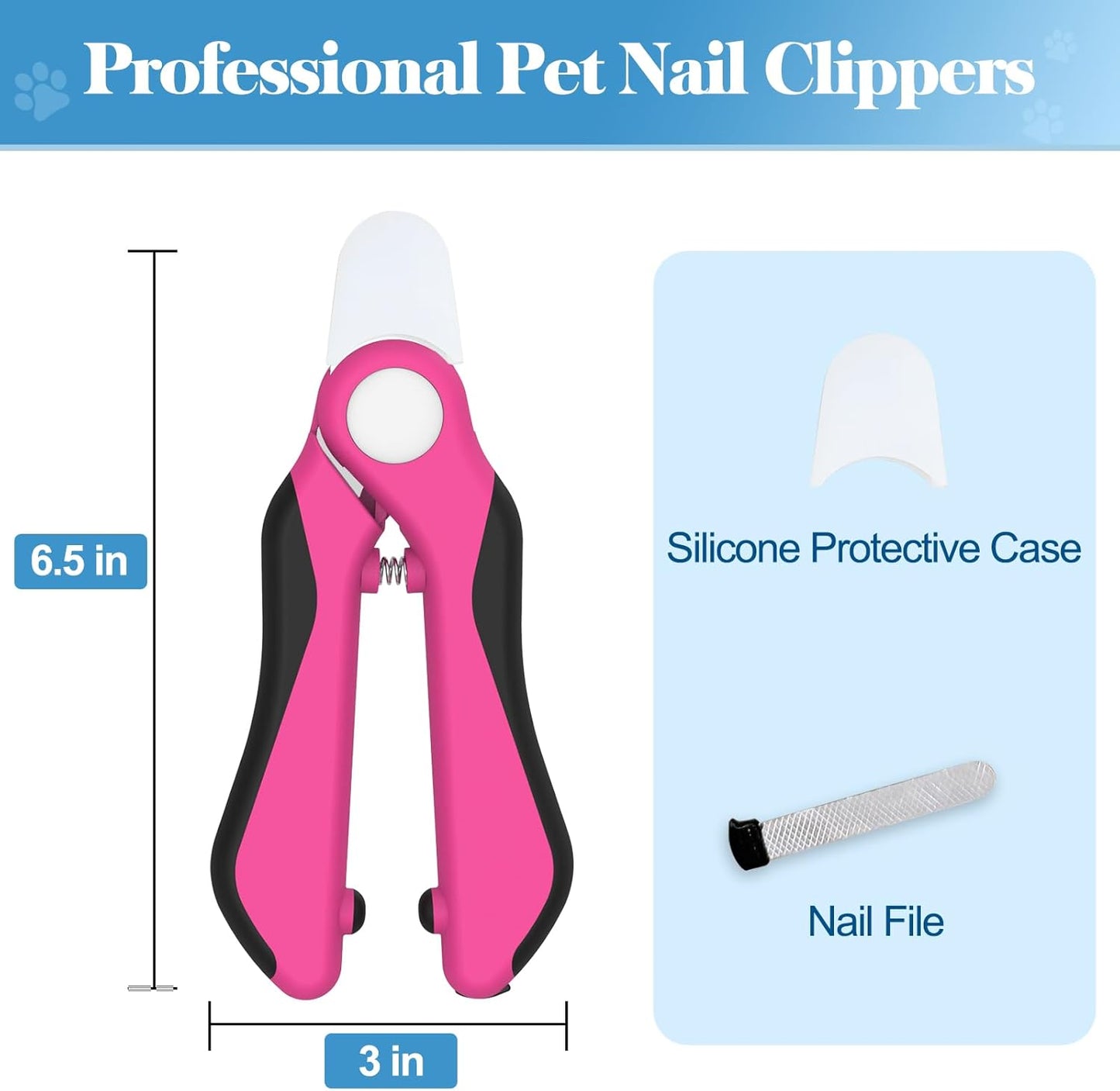 Swihauk Heavy Duty Dog Nail Clippers and Trimmers, Professional Pet Nail Clippers with Nail File for Dogs Cats Small Animal, Claw Clippers with Safety Guard to Prevent Over-Cutting, Blue