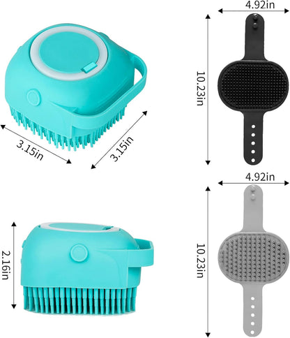 Comotech 6PCS Dog Bath Brush & Dog Toothbrush | Adjustable Handle Shampoo Brush & Scrubber for Short & Long Haired Dogs & Cats | Effectively Solve Odor & Stain Removal Problems (Blue Blue Blue.)