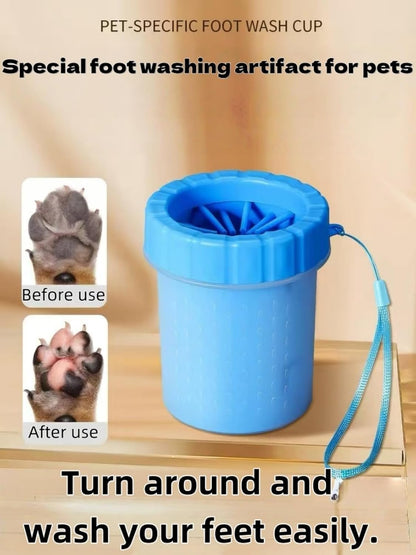 Portable dog claw cleaner, portable pet silicone cleaning cup, gift for pet lovers -2-piece (blue)