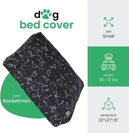 Molly Mutt Medium to Large Dog Bed Cover- Forever Young Print - Measures 27”X36”X5’’ - 100% Cotton - Durable - Breathable - Sustainable - Machine Washable Dog Bed Cover (Dd82b)