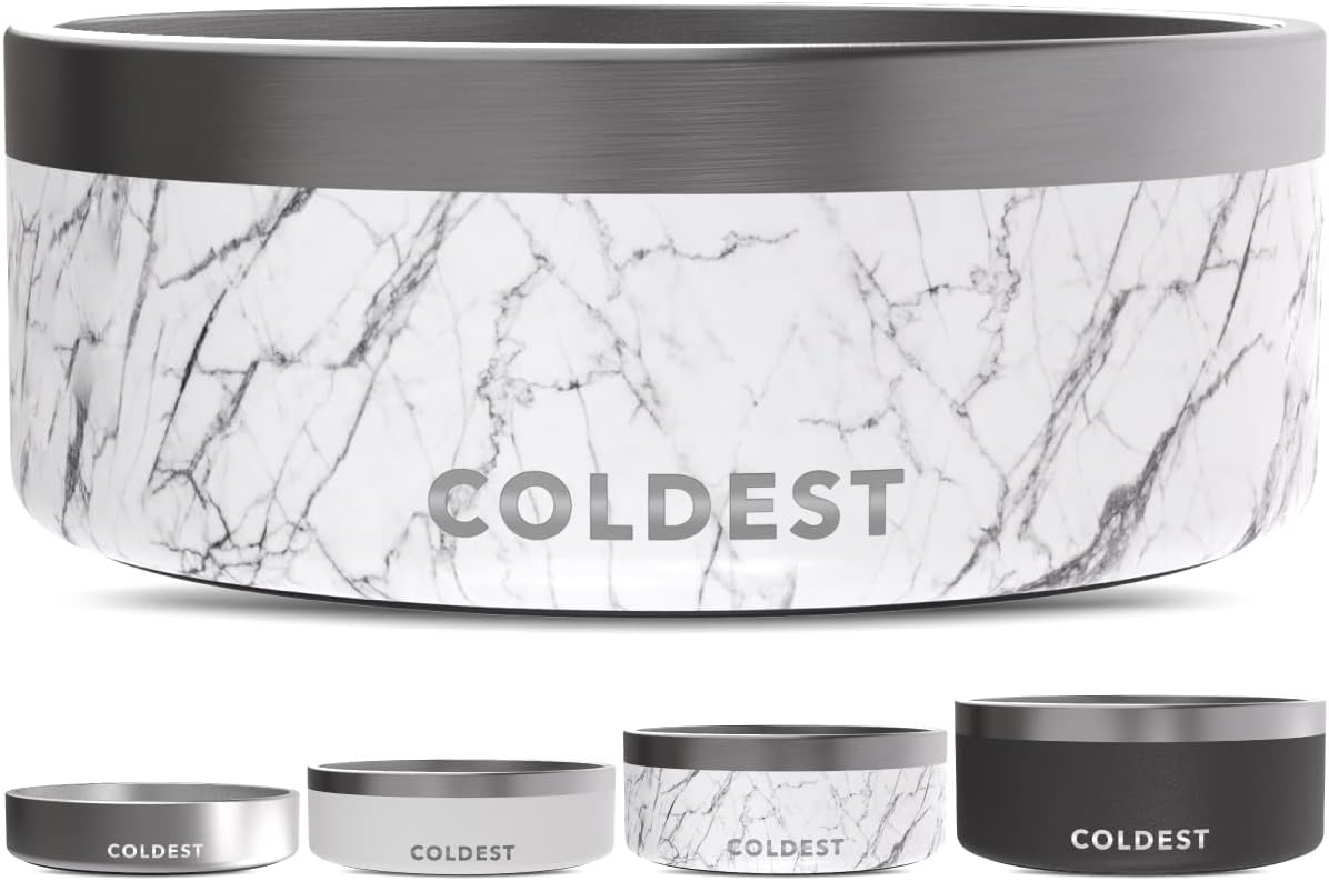 Coldest Dog Bowl - Anti Rust Metal, Non Slip, 3 Layers Insulated Stainless Steel Dog Bowls - Spill Proof & Heavy Duty - Water Bowl for Dogs, Cats & Pets, Dish Washer Safe (21 oz, Stealth Black)