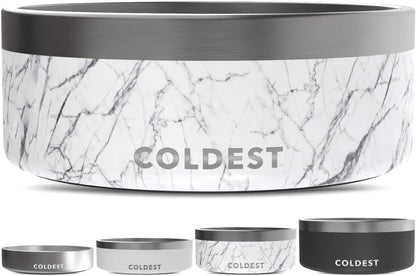 Coldest Dog Bowl - Anti Rust Metal, Non Slip, 3 Layers Insulated Stainless Steel Dog Bowls - Spill Proof & Heavy Duty - Water Bowl for Dogs, Cats & Pets, Dish Washer Safe (21 oz, Stealth Black)