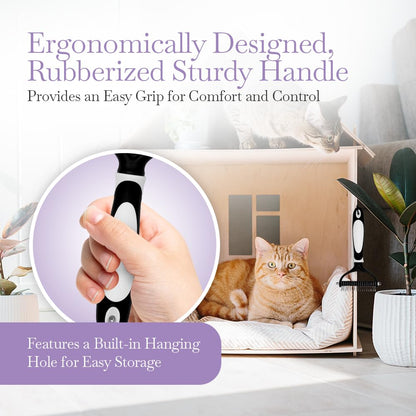 Fuller Brush Slicker Pet Brush - Angled Fine Steel Wires - Ergonomically Designed Rubberized Handle For Comfort & Control - Remove Shedding & Matted Hair - Tool For Grooming Dogs & Cat
