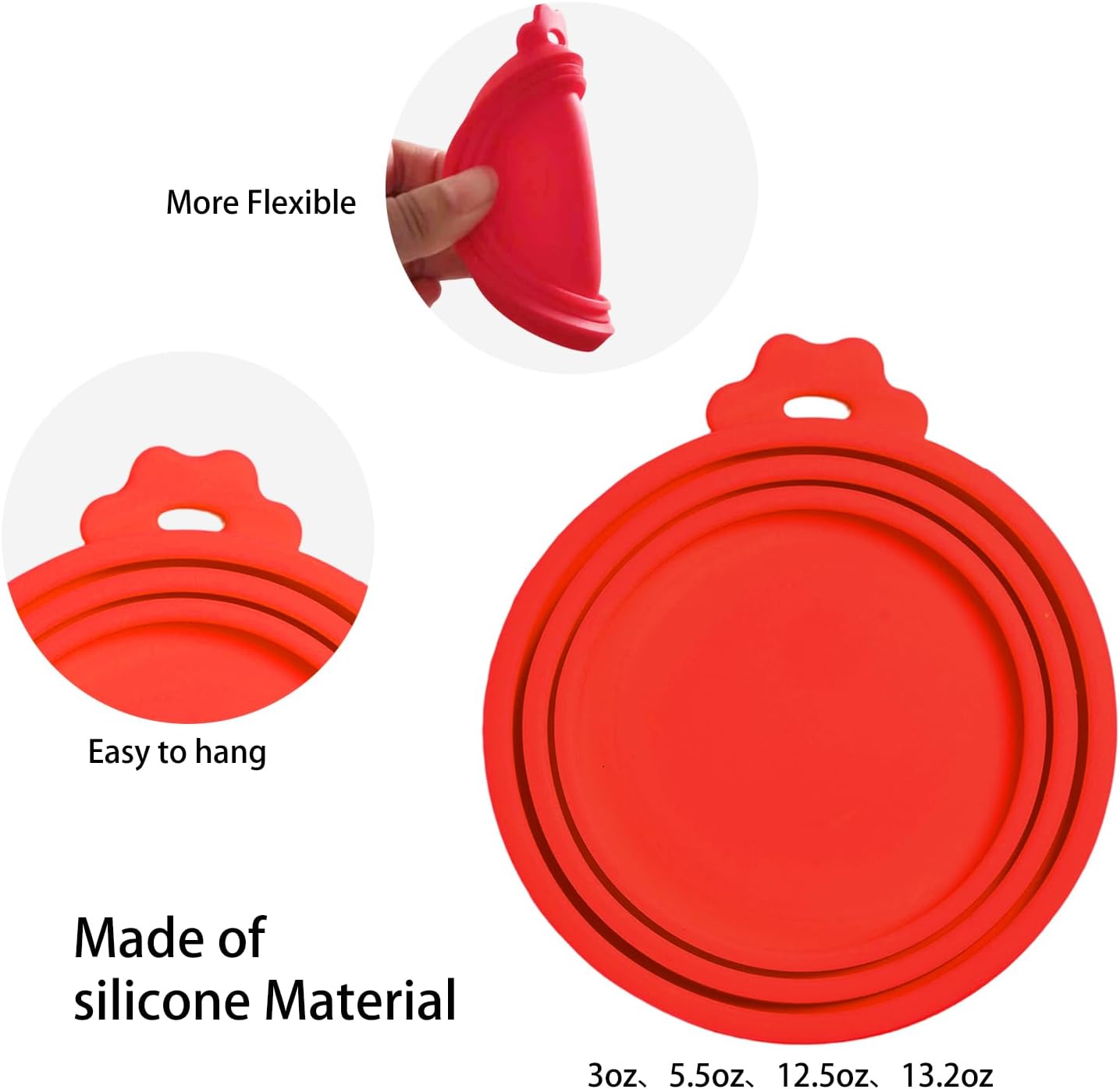 PINE & LINEN 4 Pcs 2.5inch Durable Pet Can Lids, Silicone Small Pet Can Covers Waterproof Cat Food Cans Lids for 3 oz Cat Food Cans（Yellow+Red+Pink+Blue）