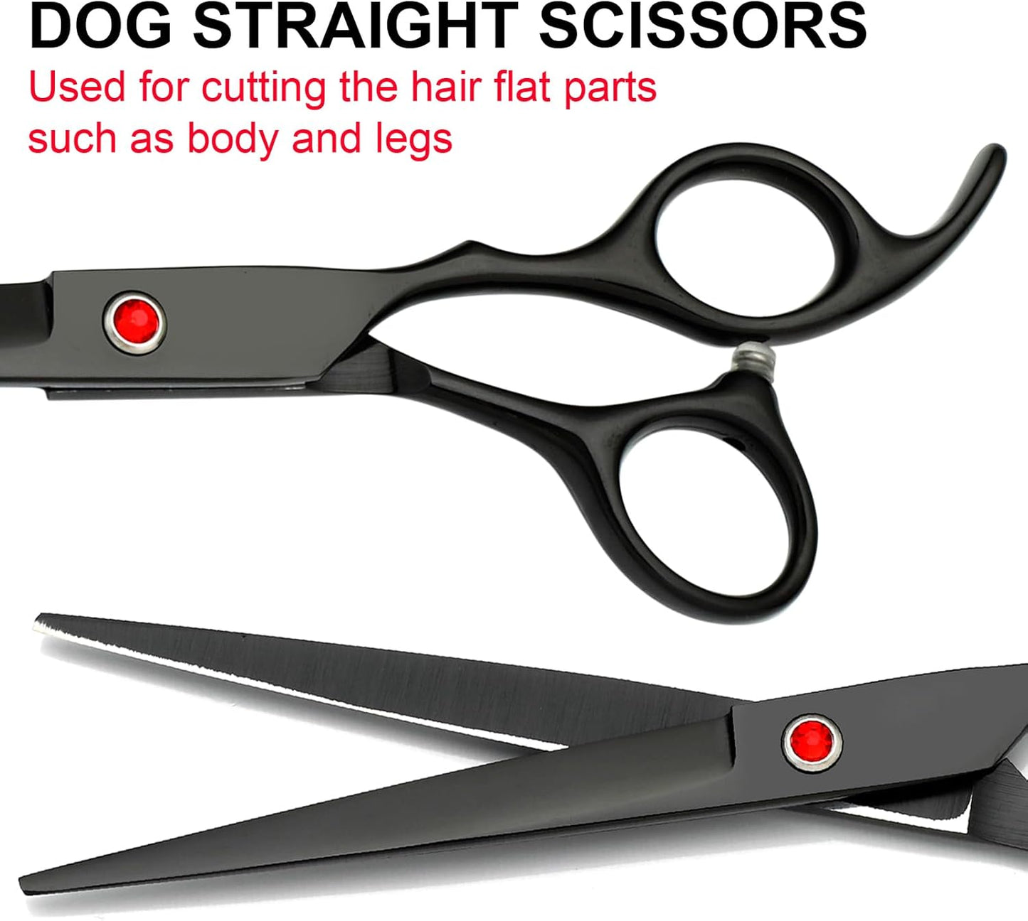 FAIGEO Dog Grooming Scissors with Safety Round Tips Stainless Steel Professional Dog Grooming Kit - Thinning, Curved Scissors and Comb for Cat Pet (Pink 4 in 1)
