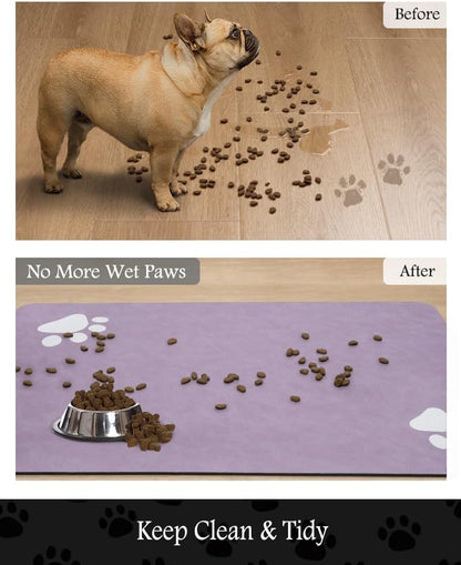 PADOOR Pet Feeding Mat-Absorbent Dog Mat for Food and Water Bowl-No Stains Easy Clean Dog Food Mat-Quick Dry Water Dispenser-Puppy Supplies Accessories