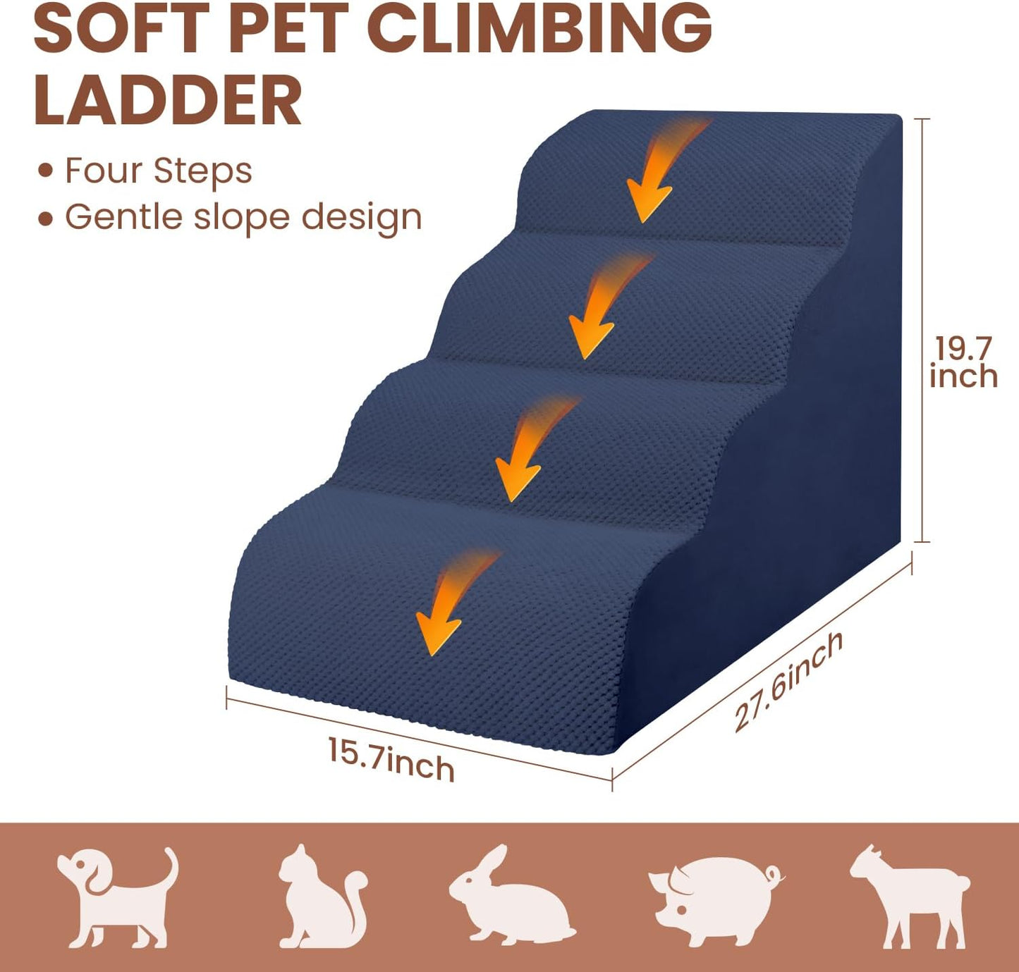 Dog Stairs for Small Dogs, 3 Tiers High Density Foam Dog Ramp, Extra Wide Non-Slip Pet Steps for High Beds Or Couch, Soft Foam Doggie Ladder for Dogs Injured, Older Pets, Small Cats