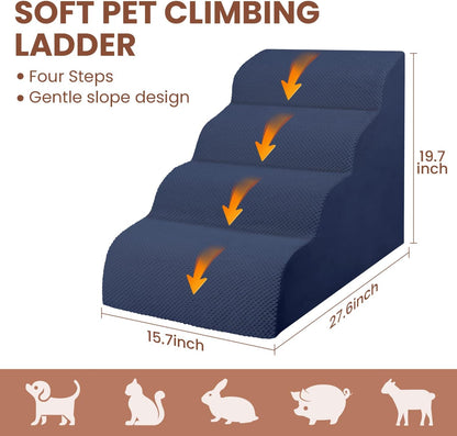 Dog Stairs for Small Dogs, 3 Tiers High Density Foam Dog Ramp, Extra Wide Non-Slip Pet Steps for High Beds Or Couch, Soft Foam Doggie Ladder for Dogs Injured, Older Pets, Small Cats