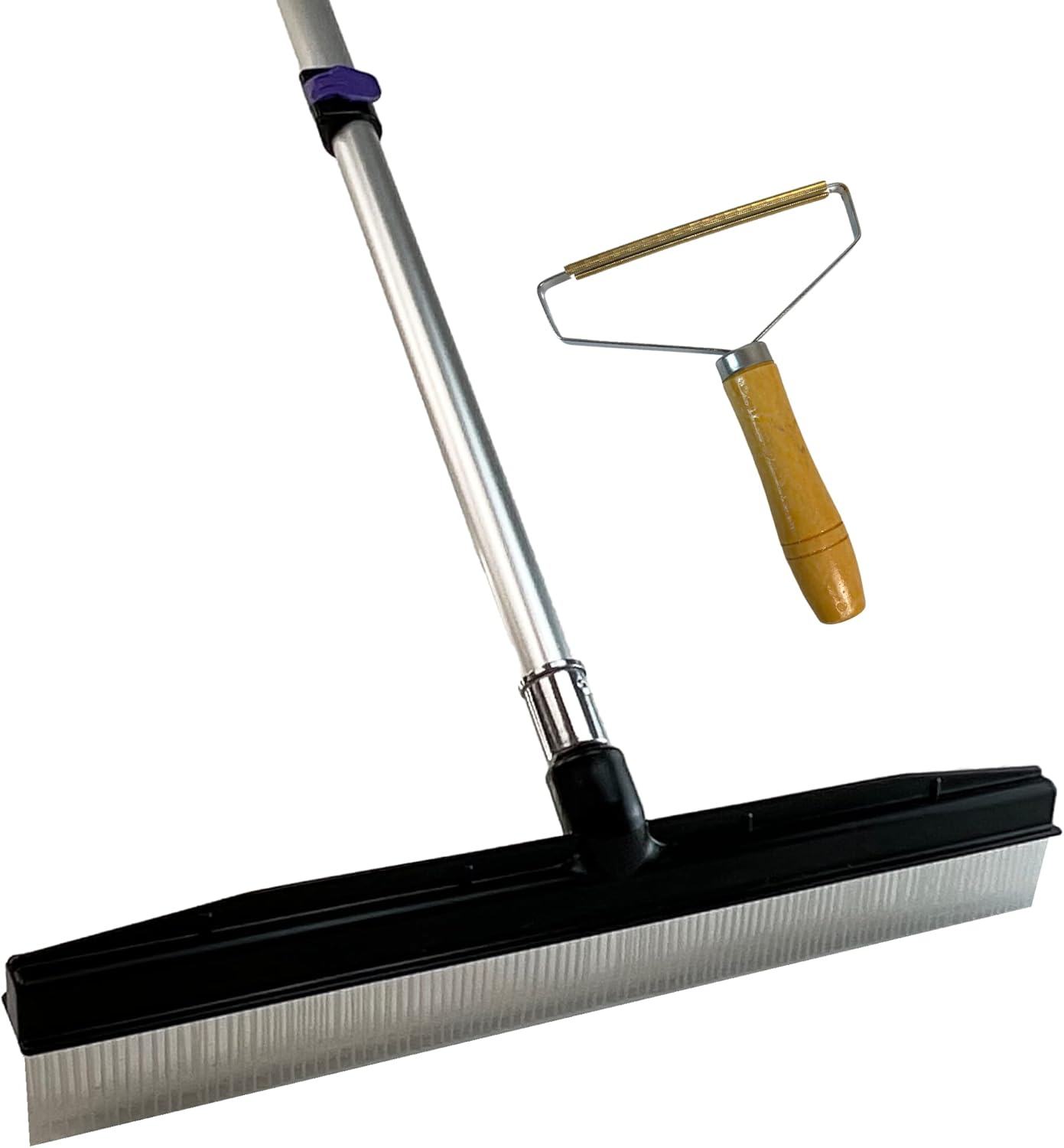Small Room Groom Carpet Rake, 11" Handle, Portable Carpet Brush for Pet Hair, High Pile Rugs, Stairs, Furniture & Artificial Turf, Compact Groomer Tool