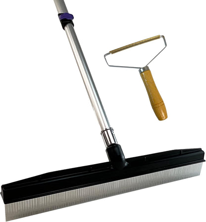 Small Room Groom Carpet Rake, 11" Handle, Portable Carpet Brush for Pet Hair, High Pile Rugs, Stairs, Furniture & Artificial Turf, Compact Groomer Tool