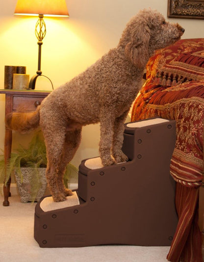 Pet Gear Easy Step III Extra Wide Pet Stairs, 3 Step for Dogs/Cats up to 200 pounds, Removable/Washable Carpet, Easy Assembly (No Tools Required), Sea Salt
