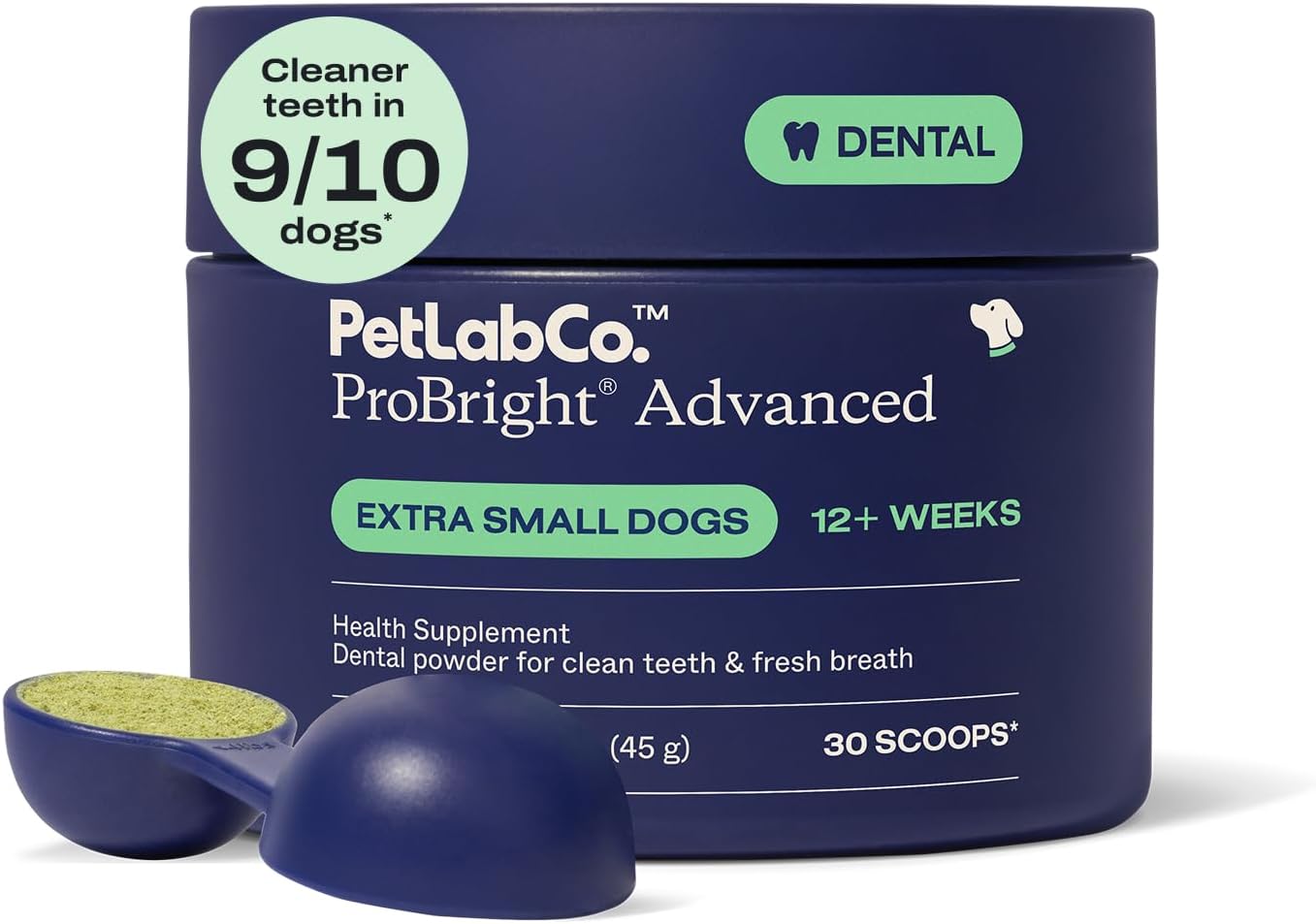 PetLab Co. ProBright Advanced Dental Powder - Dog Breath Freshener - Teeth Cleaning Made Easy – Targets Tartar & Bad Breath - Packaging May Vary - Formulated for Small Dogs
