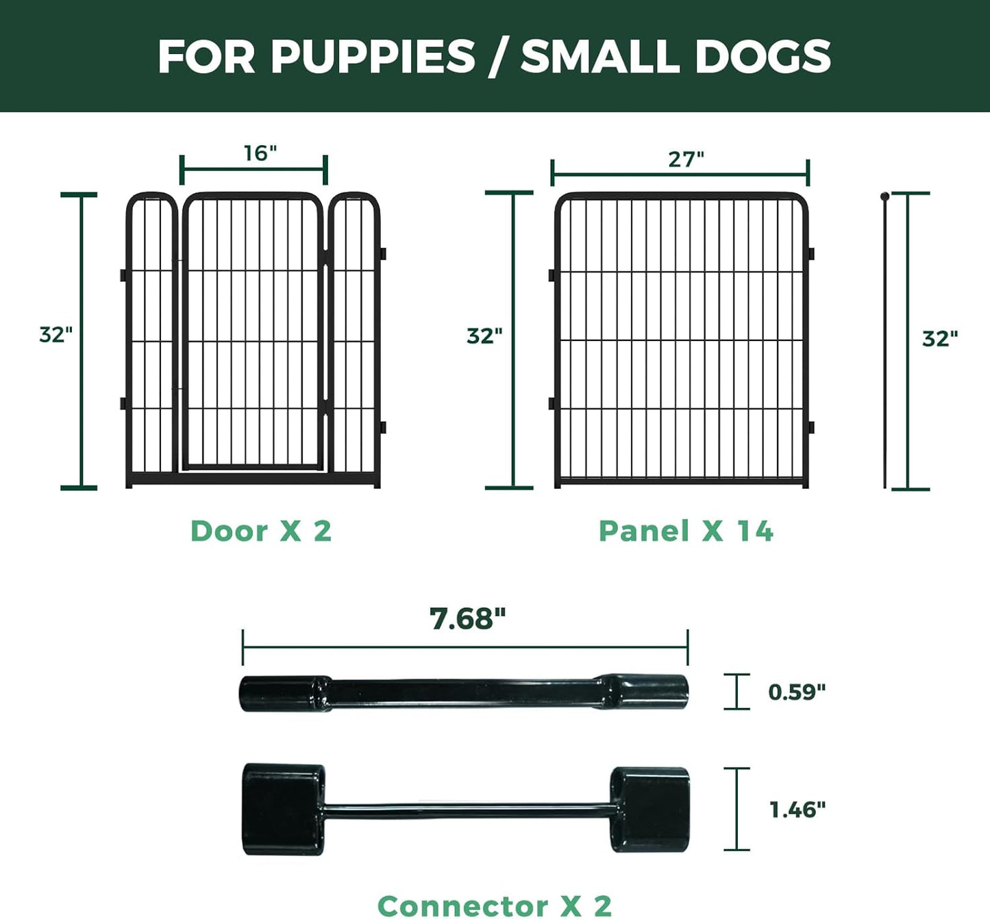 FXW Homeplus Unleashed Indoor Dog Playpen - Stress-Free and Safe Play, Heavy Duty 24 Inch 6 Panels Dog Pen for Puppy and Small Dogs, Black│Patented