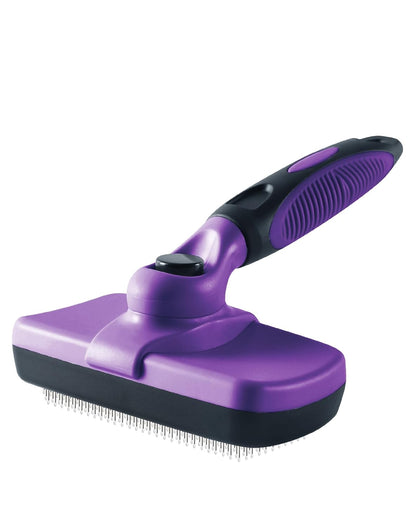 Self Cleaning Shedding Brush - Skin Friendly Grooming Tool for Dogs, Cats, and Puppies, Deshedding and Hair Removal for Long and Short Haired Pets (Green)