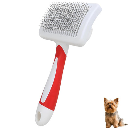 Self Cleaning Slicker Dog Brush for Small Long-Haired Breeds, One-Click Hair Removal, Puppy Essentials, Fit Yorkie, Shih Tzu, Maltese, Maltipoo, Pomeranian, Pet Grooming Tool (Pink)