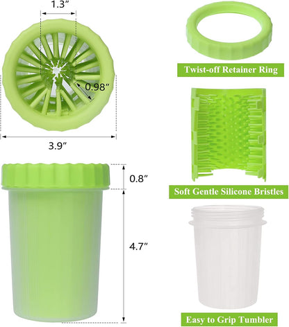 RAINBOWLOVERS Dog Paw Cleaner, Dog Paw Washer Cup, 2 In 1 Portable Silicone Pet Cleaning Brush Feet Cleaner For Dogs Grooming With Muddy Paw,Dog Foot Cleaner (Large, Green)