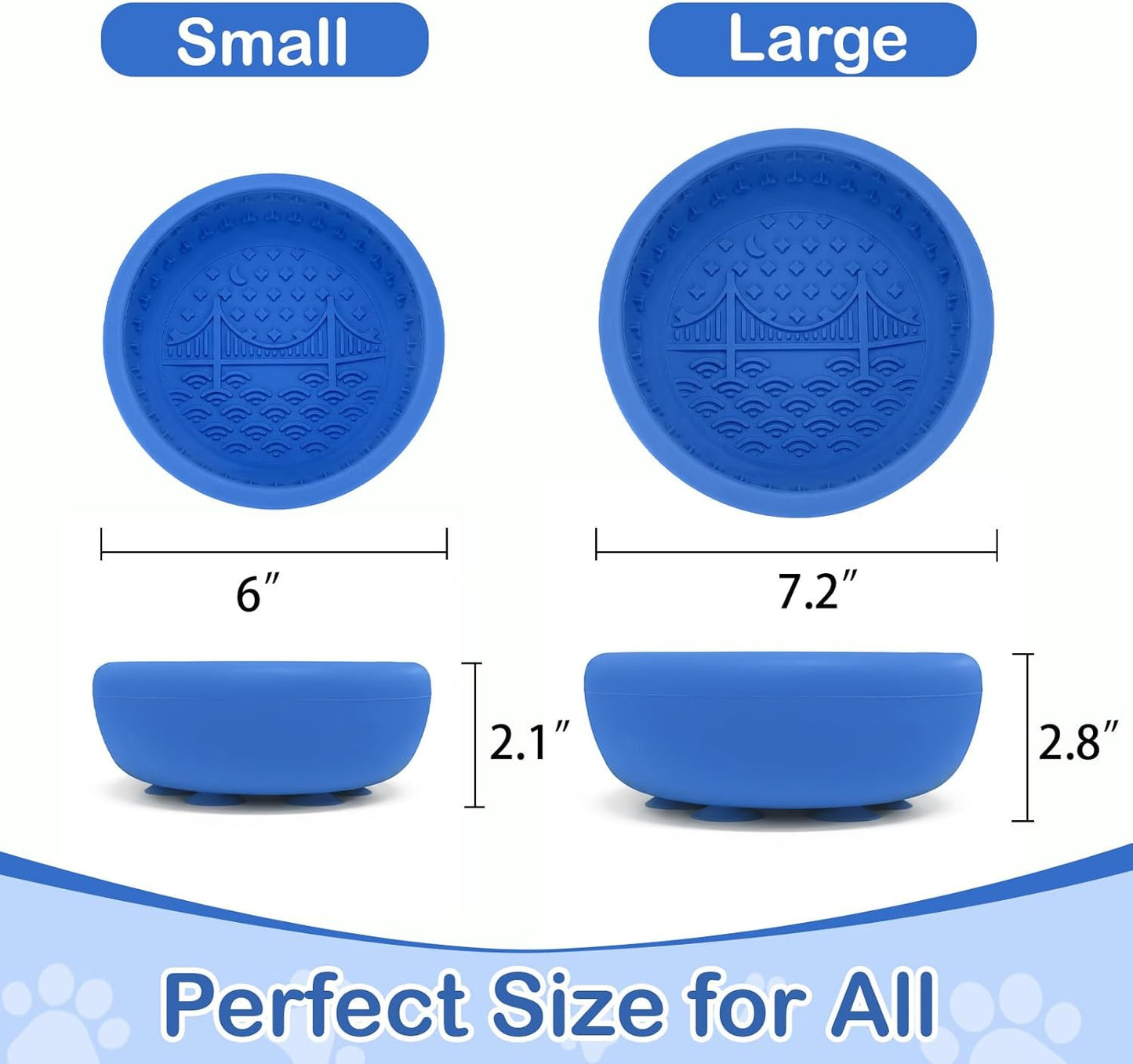 Dog Lick Bowl, BPA Free Silicone Slow Feeder Licking Mat with Strong Suction for Dog, Non-Slip Freeze Licking Bowl for Anxiety Relief & Boredom, Dishwasher(Blue, Large)