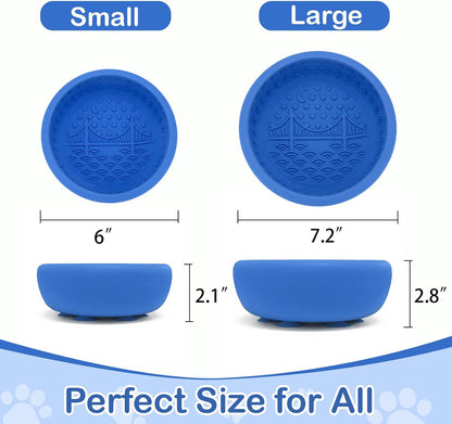 Dog Lick Bowl, BPA Free Silicone Slow Feeder Licking Mat with Strong Suction for Dog, Non-Slip Freeze Licking Bowl for Anxiety Relief & Boredom, Dishwasher(Blue, Large)