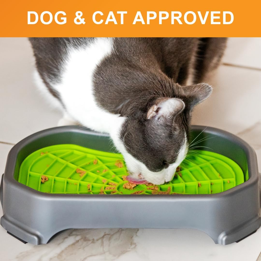 Neater Pets Neat-LIK Dog Lick Mat w/Mess-Proof Tray, Lick Mat for Dogs, Cats, Puppy, Reduces Anxiety & Boredom, Peanut Butter Slow Feeder, Interactive Treat Licking Pad (Green/Vanilla Bean)