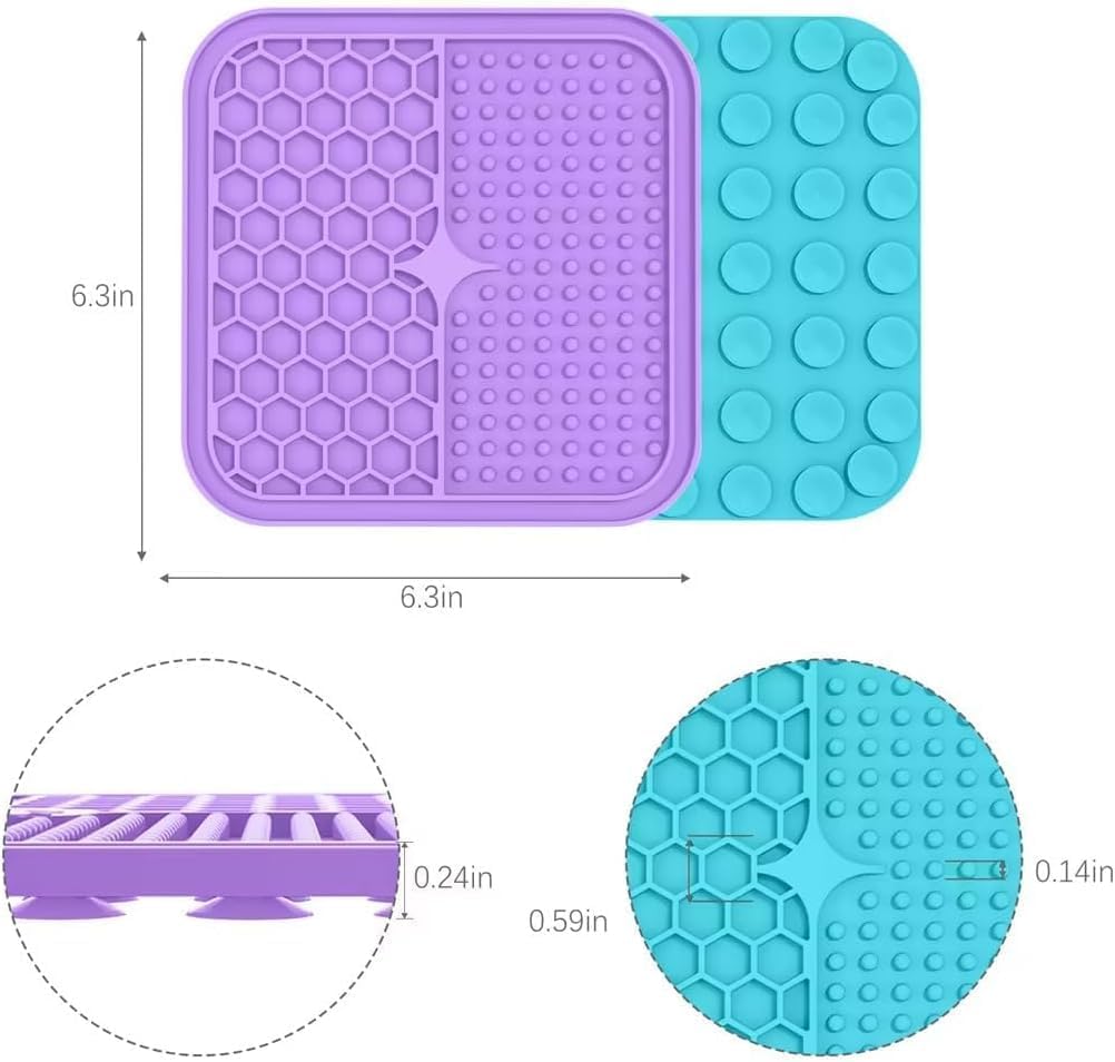MateeyLife 2PCS Large Lick Mat for Dogs with Suction Cups, Slow Feeder Bowls, Cat Lick Mat for Anxiety Relief, Dog Toys to Keep Them Busy, Enrichment Toys for Bathing, Cat Licking Pad for Boredom