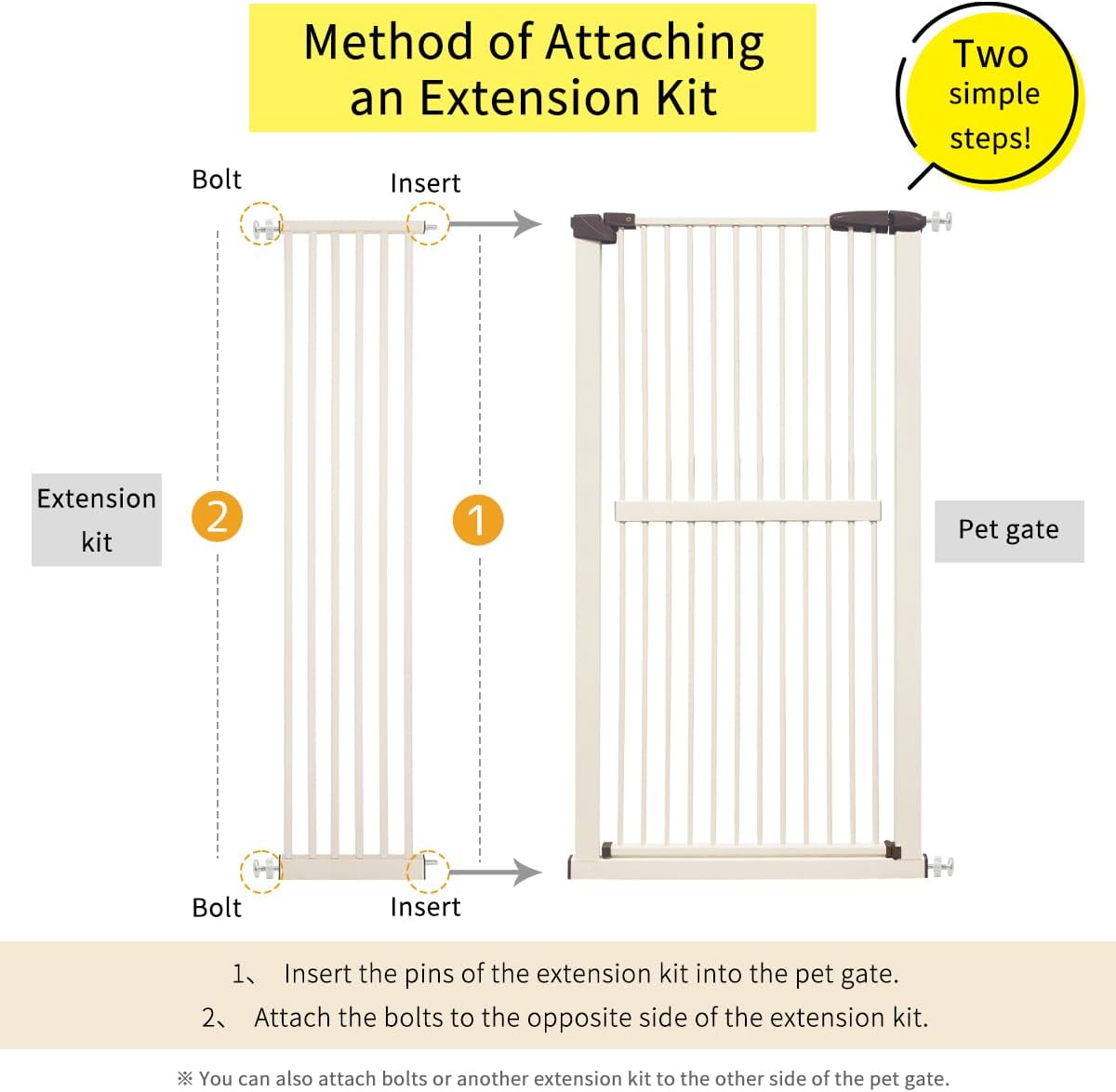 Lumizone Extra Tall Cat Gate 61.02" High Pressure Mounted Extra Wide 30.12"-34.05" (17Sizes) 1.37" Gap No Drilling Auto-Close Tall Pet Gate for Dogs (Black, 30.12"-34.05" W)