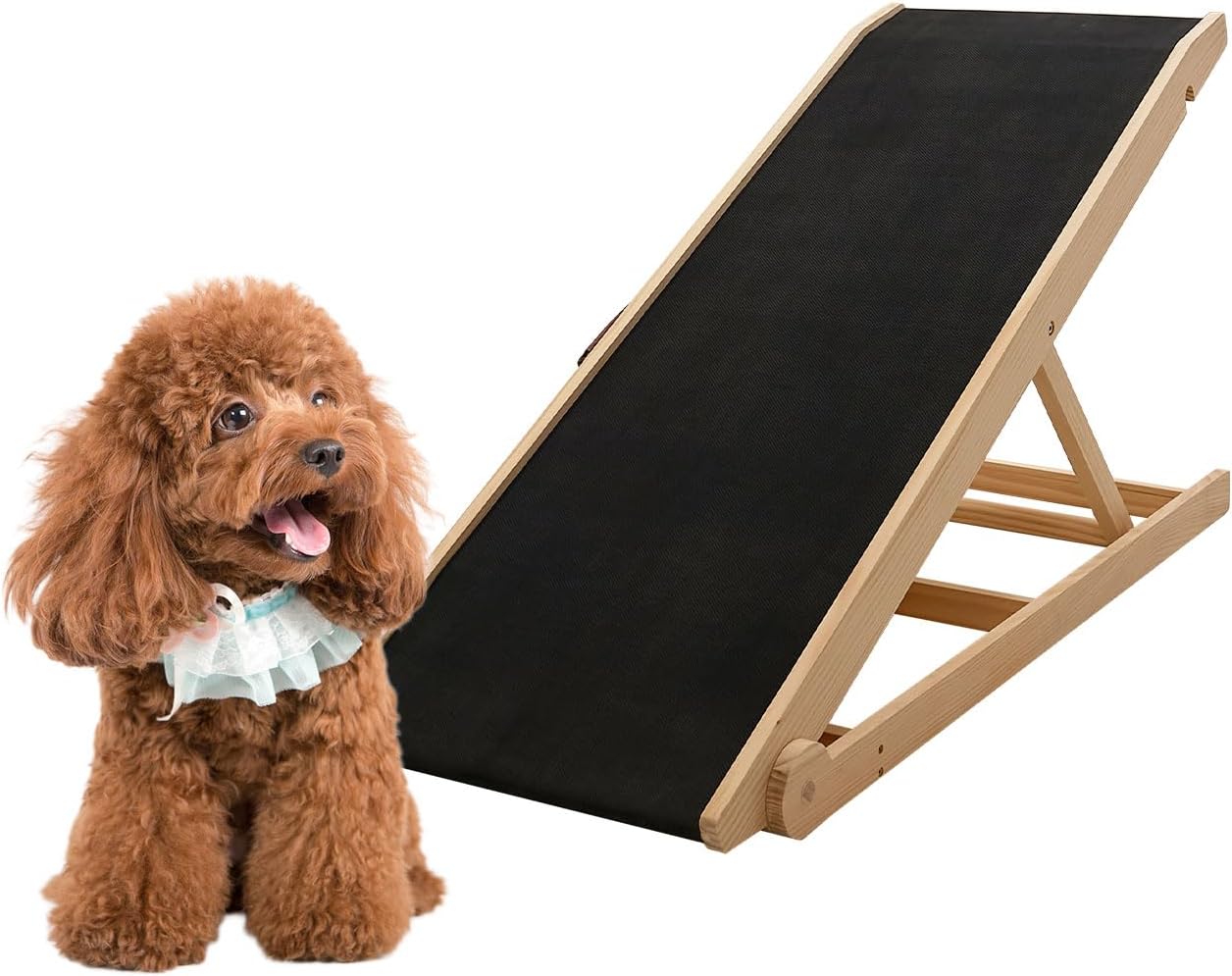 ABORON Antislip Dog Ramp, Adjustable Folding Pet Ramp for Small & Large Old Dogs & Cats, High Traction Portable Rubber Paw Ramps, Supports up to 200 lbs, Used for Bed Couch SUV, 39.3'' Long