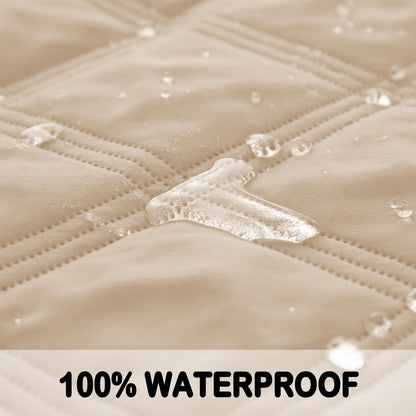 fuguitex Waterproof Dog Blanket, Pet Friendly Reversible Throw Essential for Small Dogs, Tear Resistant Leakproof Washable Couch Cushion Bed Protector Cover for Indoor Furniture（30"*70",Beige+Cream