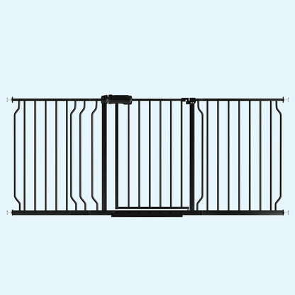 WAOWAO Baby Gate 71.65-85.03" Extra Wide Pressure Mounted Walk Through Swing Auto Close Safety Metal Black Toddler Kids Child Dog Pet Puppy for Stairs,Doorways,Kitchen
