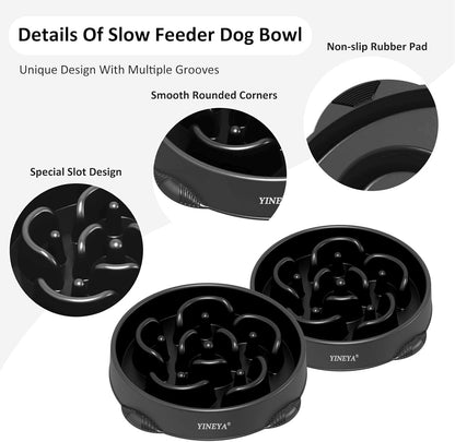 YINEYA Slow Feeder Dog Bowls, Pet Supplies that Slow Down Eating, Pet Food Bowls, Maze Dog Puzzle Feeder for Medium Breed