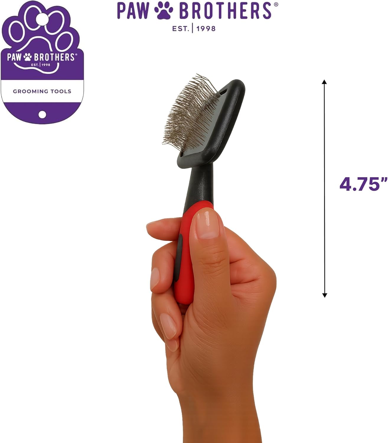 Paw Brothers Professional Grade Extra Long Slicker Brush - Ergonomic Handle, Removes Loose Undercoat and Tangles for Dogs