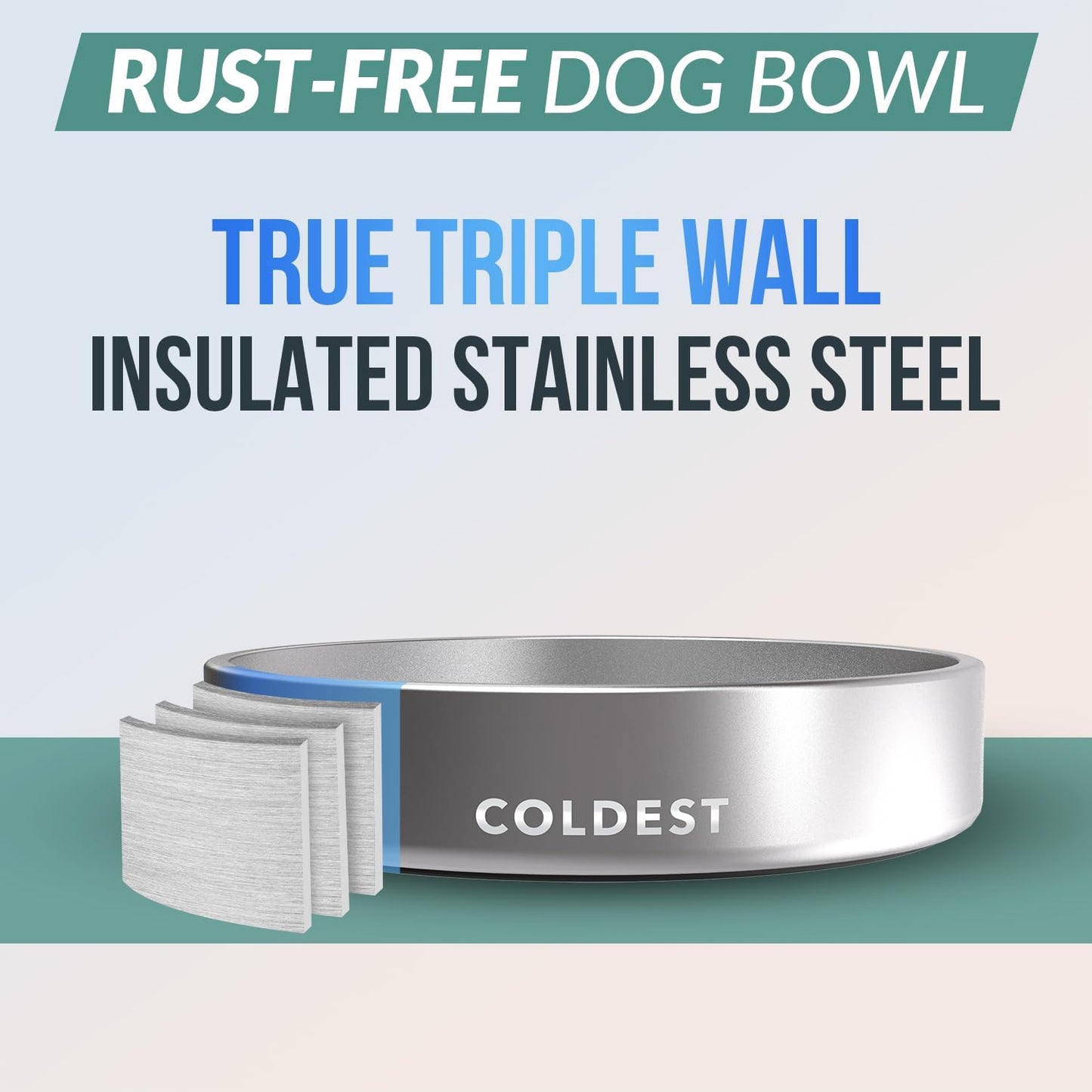 Coldest Dog Bowl - Anti Rust Metal, Non Slip, 3 Layers Insulated Stainless Steel Dog Bowls - Spill Proof & Heavy Duty - Water Bowl for Dogs, Cats & Pets, Dish Washer Safe (21 oz, Stealth Black)