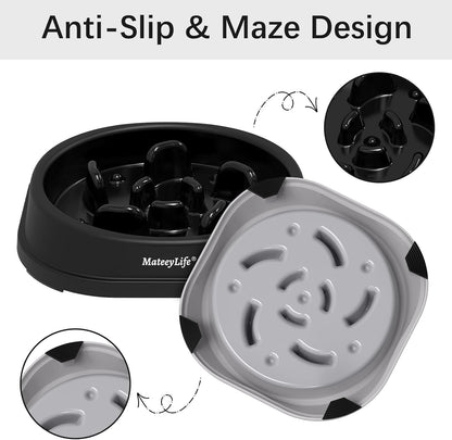 MateeyLife Slow Feeder Dog Bowls 2PCS, Anti-Choking Puzzle Dog Food Bowls, Anti-Slip Interactive Feeding Slow Down Eating, Bloat Stop Maze Dishes for Medium Breeds Pink&Purple