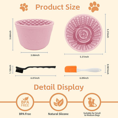 Dog Lick Bowl,Anxiety Relief Non-Slip Silicone Treat Bowl,Durable Anti-Choking Long-Lasting Enrichment Slow Feeder Licking Mat for Small Medium Large Breed,Freezable BPA Free Silicone Dishwasher Safe