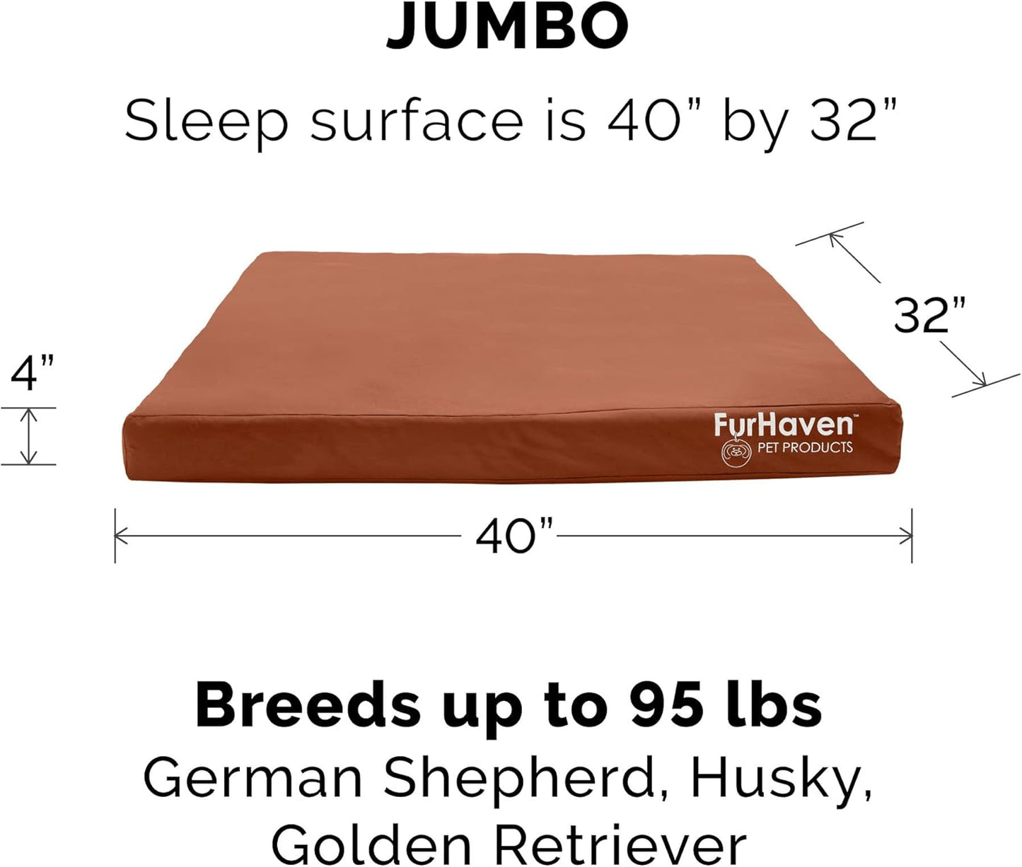 Furhaven Replacement Dog Bed Cover Water-Resistant Indoor/Outdoor Logo Print Oxford Polycanvas Mattress, Washable - Chestnut, Large