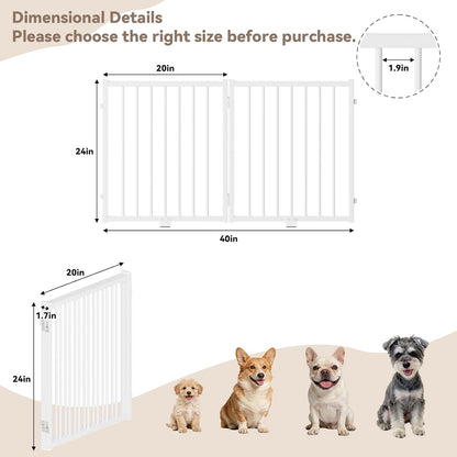 SNUOWU Full Metal Freestanding Dog Gate with Door, 32''Height Foldable Pet Dog Fence for Indoor & Outdoor, 4 Panels Extra Wide Free Standing TallDog Gates for Doorways,House,Stairs,Porch,Deck,Yard