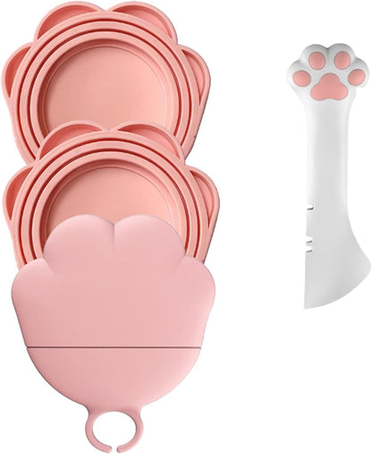 Pet Food Can Lids And Spoon,Pet Food Can Covers, One Fit 3 Standard Size Cans,For Dog And Cat Food Cans,Pink