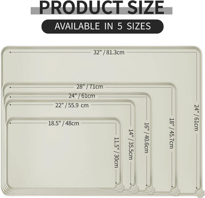 Reopet Waterproof Pet Feeding Mat, Non-Slip Silicone Placemats for Dog Cat Food and Water Bowl, High Raised Edges to Prevent Spills and Protect Floors