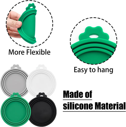 PINE & LINEN 4 Pcs 2.5inch Durable Pet Can Lids, Silicone Small Pet Can Covers Waterproof Cat Food Cans Lids for 3 oz Cat Food Cans（Yellow+Red+Pink+Blue）