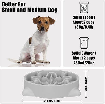 Slow Feeder Dog Bowls Small Breed, Dog Food Bowl Small Anti-Choking Bloat Stop Puzzle Healthy Eating Bowl (Blue, 1 Cup)