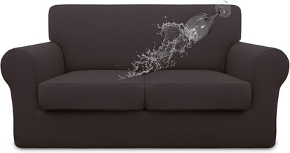 Easy-Going 100% Dual Waterproof 4 Pieces Stretch Soft Couch Cover for Dogs, Sofa Slipcover for 3 Separate Cushion Couch Leakproof Furniture Protector for Kids, Pets Dark Gray