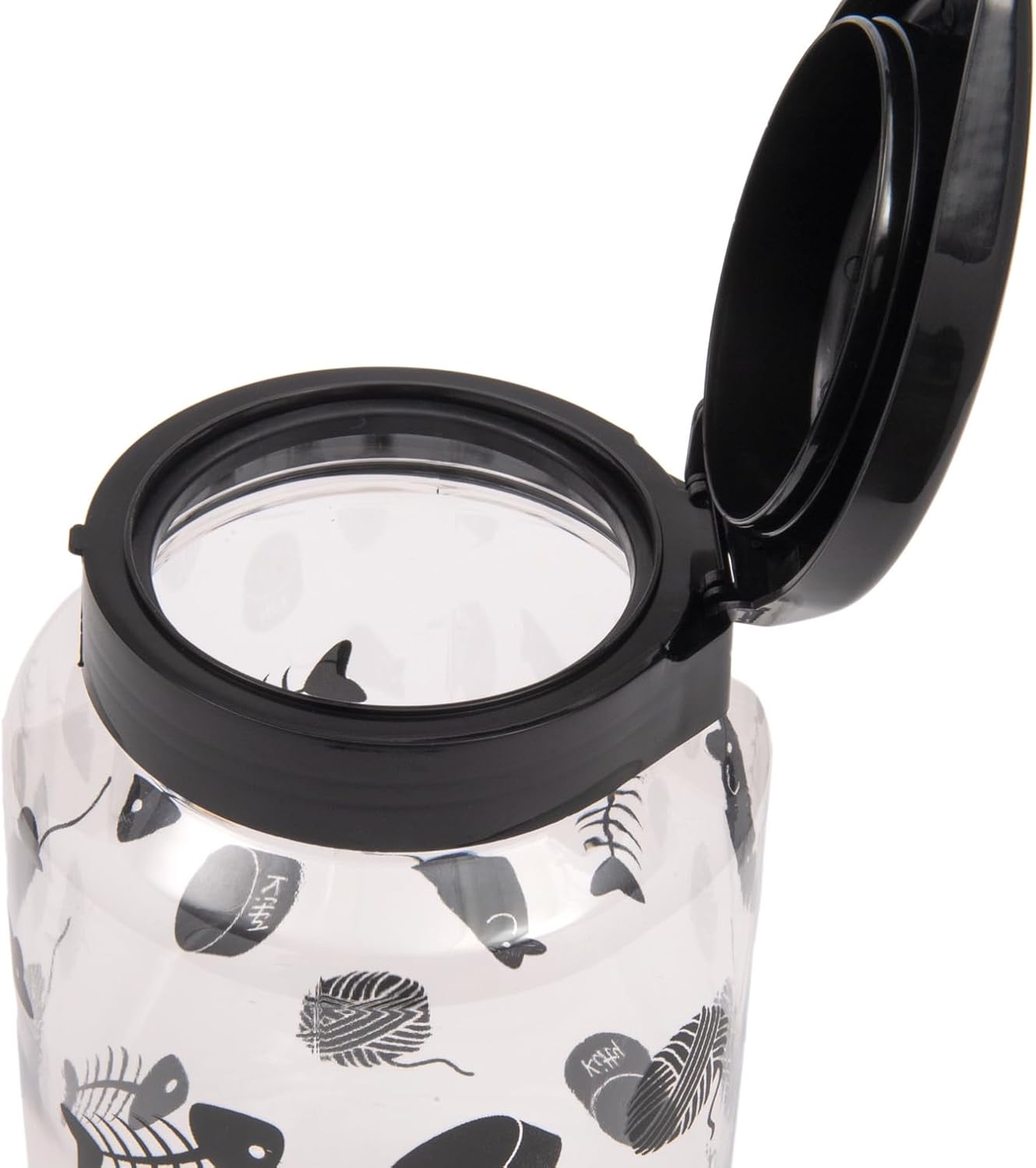 Lixit® Dog Treat Plastic Jar - Airtight Food and Treat Storage Jars for Dogs, Cats, Small Animals and Birds - Made in USA (Paw Prints - Gray, 64 Ounce)