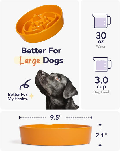 LE TAUCI Dog Bowls Slow Feeder Ceramic, 1.5 Cup Slow Feeding Bowl for Small and Medium Breed, Puzzle Dog Food Bowl for Fast Eater, Maze Purple