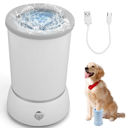 Automatic Dog Cleaner Washer and Massager, Electric Pet Foot Paws Washer for Dogs Cats, USB Portable Dog Feet Cleaner Cup for Small to Medium Dogs, Pet Grooming Supplies(White)