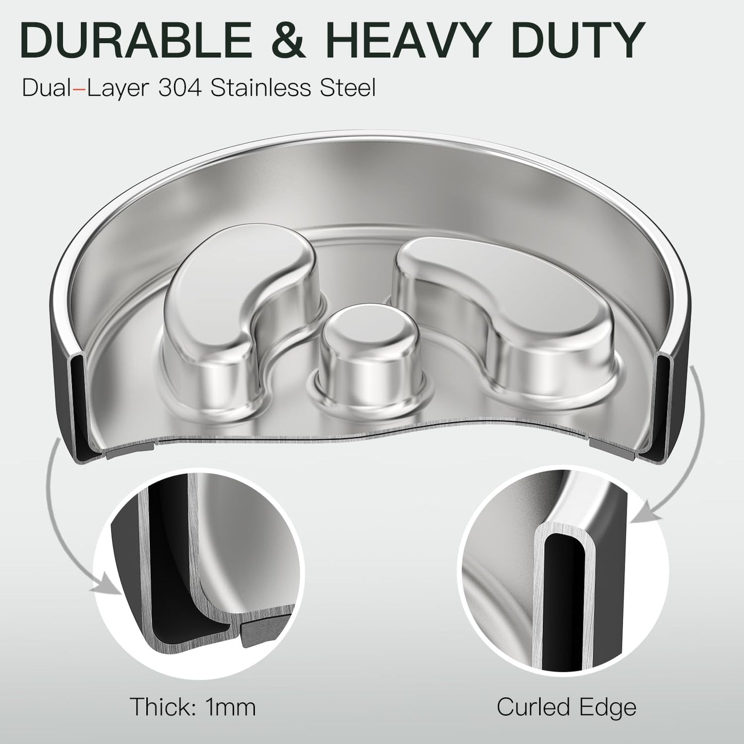 Slow Feeder Dog Bowl-1Cup for Small Puppy, Double-Layer 304 Stainless Steel Puzzle Bowl, Anti-Choking for Fast Eaters, Heavy-Duty Non-Slip Base, Dishwasher Safe